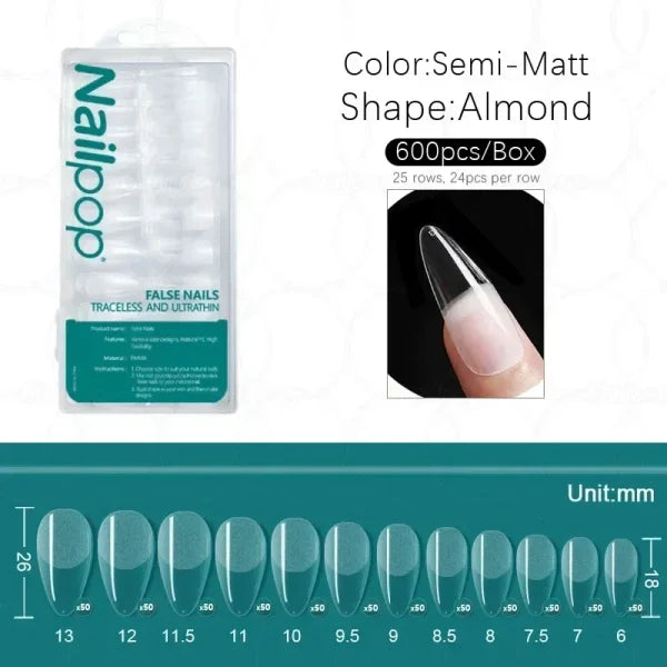 Nailpop Acrylic Nail Tips Size 0-9 600pcs for Finger Nails - Himpall