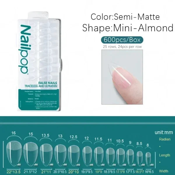 Nailpop Acrylic Nail Tips Size 0-9 600pcs for Finger Nails - Himpall