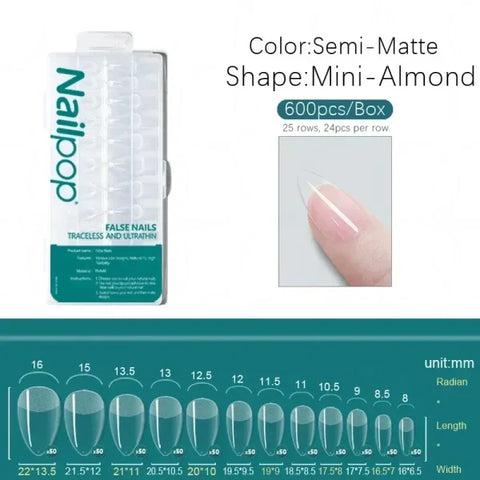 Nailpop Acrylic Nail Tips Size 0-9 600pcs for Finger Nails - Himpall