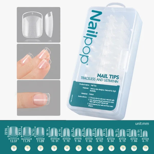 Nailpop Acrylic Nail Tips Size 0-9 600pcs for Finger Nails - Himpall
