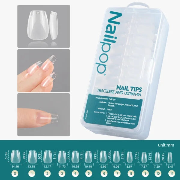 Nailpop Acrylic Nail Tips Size 0-9 600pcs for Finger Nails - Himpall