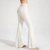 Women’s Naked-Feel Flare Yoga Pants - High Waisted Tummy Control Leggings & Hip Lifting Crossover Bell Bottoms - white