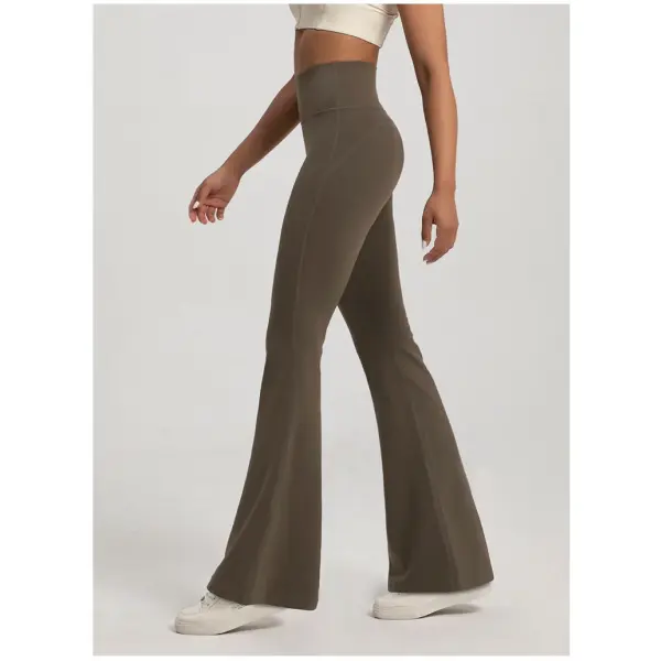 Women’s Naked-Feel Flare Yoga Pants - High Waisted Tummy Control Leggings & Hip Lifting Crossover Bell Bottoms
