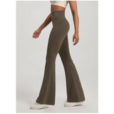 Women’s Naked-Feel Flare Yoga Pants - High Waisted Tummy Control Leggings & Hip Lifting Crossover Bell Bottoms