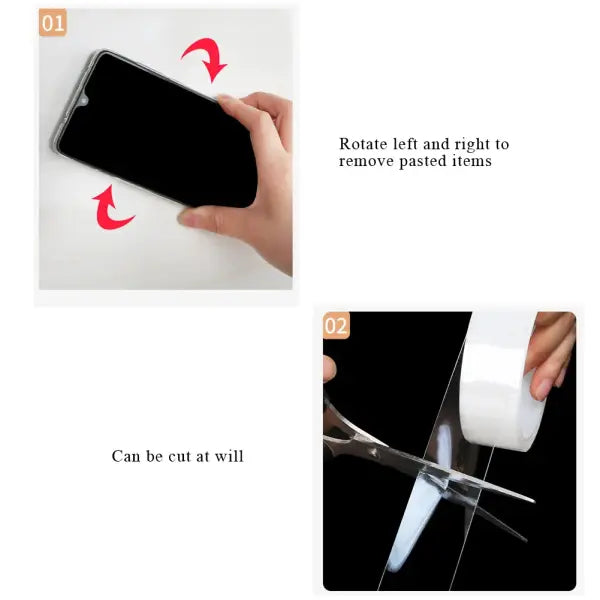 Nano Tape Waterproof Wall Stickers Traceless Removable Kitchen Bathroom Accessories Home Decor Transparent Double Sided