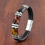 Tiger Eye Leather Rope Bracelet for Men Fashion Style