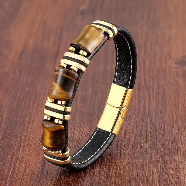 Tiger Eye Leather Rope Bracelet for Men Fashion Style