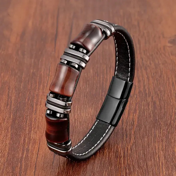 Tiger Eye Leather Rope Bracelet for Men Fashion Style