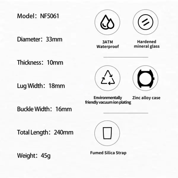 Polygon quartz silicone watch for daily elegance