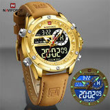 Alloy Case Chronograph Watch Genuine Leather Casual Style