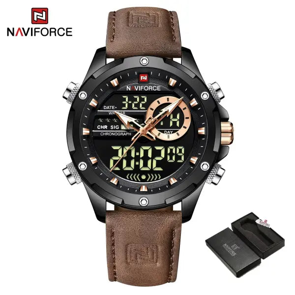 Alloy Case Chronograph Watch Genuine Leather Casual Style - BBDBN-BOX-