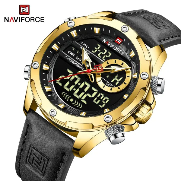 Alloy Case Chronograph Watch Genuine Leather Casual Style - GBB-