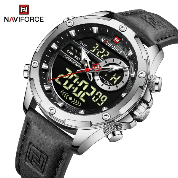 Alloy Case Chronograph Watch Genuine Leather Casual Style - SBB-
