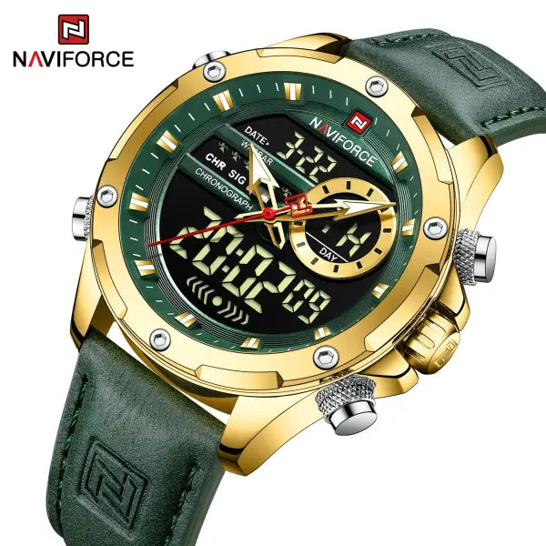 Alloy Case Chronograph Watch Genuine Leather Casual Style - GGNGN-