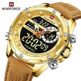 Alloy Case Chronograph Watch Genuine Leather Casual Style