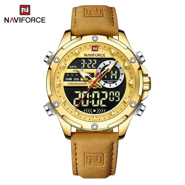 Alloy Case Chronograph Watch Genuine Leather Casual Style - GGLBN