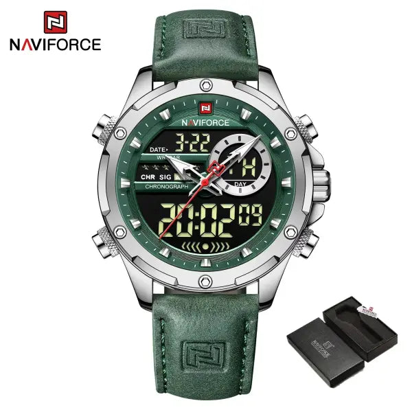 Alloy Case Chronograph Watch Genuine Leather Casual Style - SGNGN-BOX-