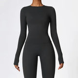Women’s Long Sleeve Workout Shirt - Slim Fit Winter Yoga Top with Thumbholes - Breathable Dry-Fit Running & Gym Base