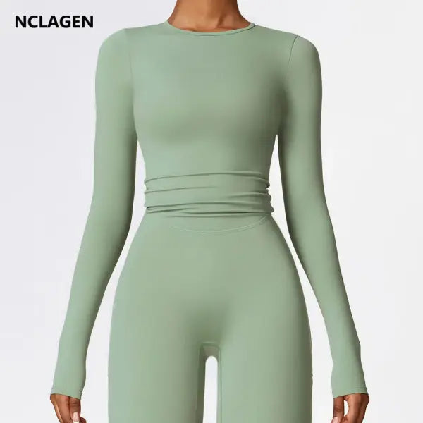 Women’s Long Sleeve Workout Shirt - Slim Fit Winter Yoga Top with Thumbholes - Breathable Dry-Fit Running & Gym Base