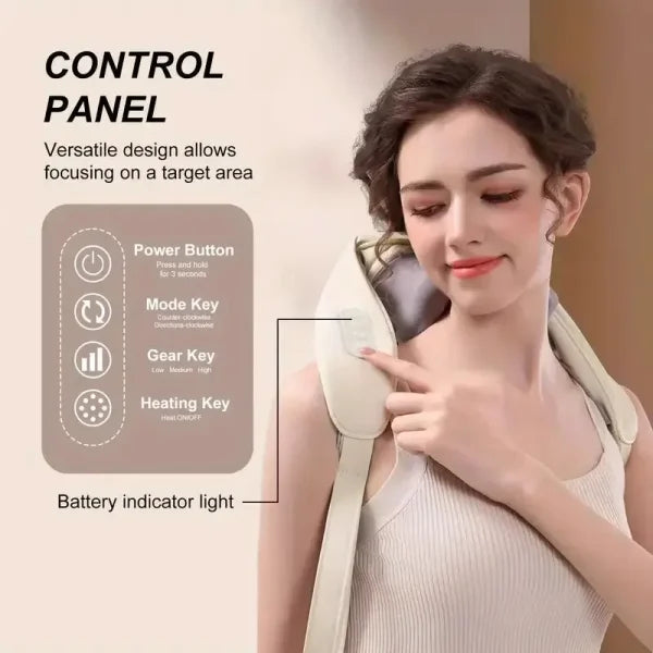 Neck and Shoulder Massage Shawl – 6D Heating & Kneading Wearable Massager - Himpall
