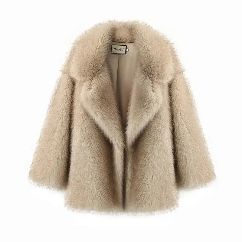 Neo Mint 2024 Winter Ins Hot Fashion Girls Oversized Gradient Fur Coat Women Thick Warm Outerwear Fluffy Faux Fox Fur