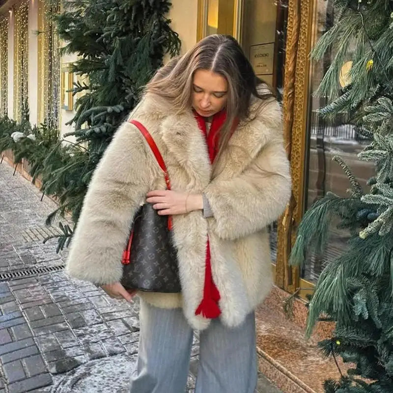 Neo Mint Women Winter 2024 High Quality Luxury Faux Fur Coat Thicken Warm Overcoat Outerwear Hot Girls Solid Long Fox