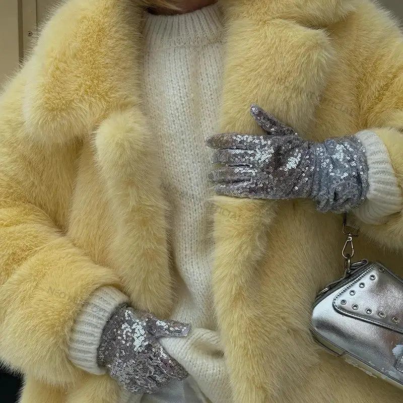 Neo Mint Women Winter 2024 High Quality Luxury Faux Fur Coat Thicken Warm Overcoat Outerwear Hot Girls Solid Long Fox