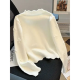 Neploe Simple Fashion Commuter Loose Deading Cardigan Korea All-match Warm Flower Fungus Knitted Winter French Style