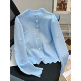 Neploe Simple Fashion Commuter Loose Deading Cardigan Korea All-match Warm Flower Fungus Knitted Winter French Style