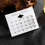 New 12 Pair/Pack White Shiny Wedding Stud Earrings Set For Women Men Crystal Jewelry Accessories Oorbellen Jewelry