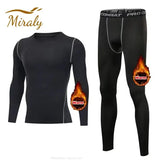Fleece thermal compression tights set for winter fitness sports