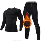 New 2-pieces Winter Warm Men Underwear Set Fleece Thermal Undershirts Long Johns Compression Tights Fitness Sports