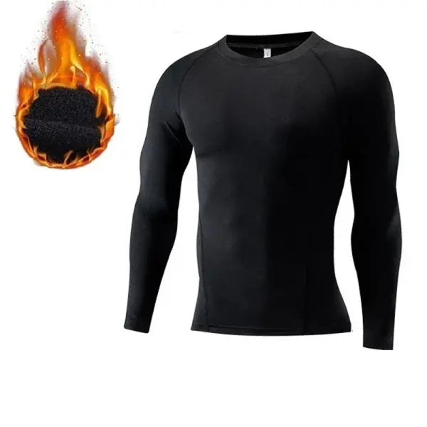 Fleece thermal compression tights set for winter fitness sports - 1PCS Shirt c / 2XL 75-85kg