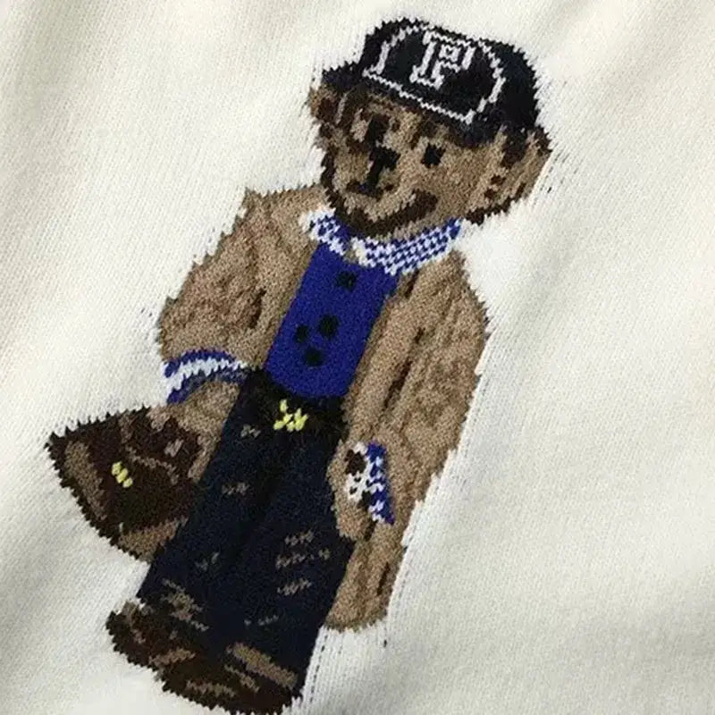 New 2024 Autumn Winter Pullover Sweater Women Cashmere Knitwear Tops Bear Print Warm Pullovers Korean Fashion Chic