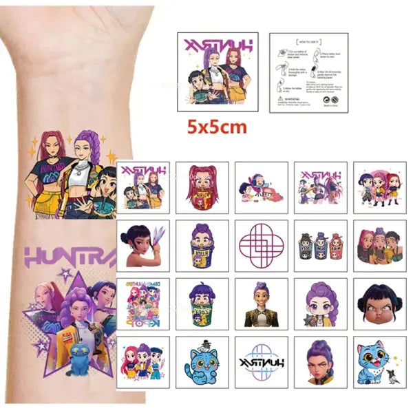 New 20pcs/set Cartoon Kpop Demon Hunters Rumi Kang Temporary Tattoo Sticker Rumi Tattoo Sticker Demonizing For Party