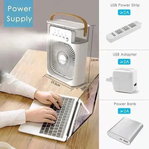 New 3 In 1 Fan AIr Conditioner Household Mini Air Cooler LED Night Light Portable Humidifier Air Adjustment Fan Office