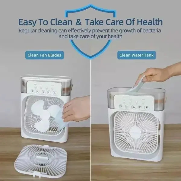 New 3 In 1 Fan AIr Conditioner Household Mini Air Cooler LED Night Light Portable Humidifier Air Adjustment Fan Office