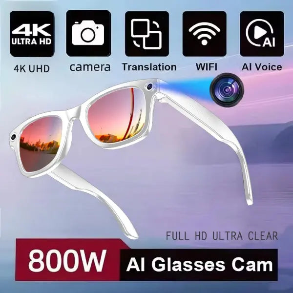 AI Smart Glasses with 800W HD Camera - Photochromic Color-Changing Sunglasses with Video Recording AI Translation &