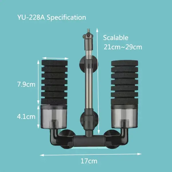 Quiet Aquarium Biochemical Sponge Filter Air Pump Driven Foam Filtration for Fish & Shrimp - YU-228A filter