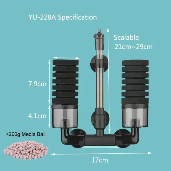 New Biochemical Sponge Filter: Air-Driven Bio-Foam Skimmer & Filter for Fish Tanks - YU-228 with balls
