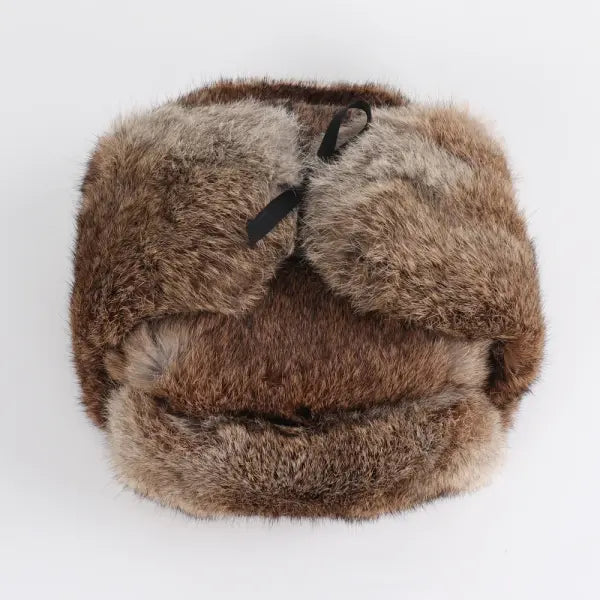 Men’s Russian Rabbit Fur Trapper Hat – Thick Winter Bomber Cap