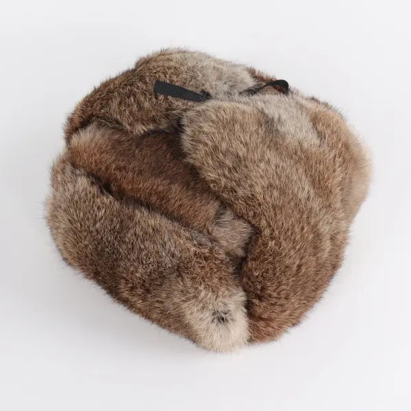 Men’s Russian Rabbit Fur Trapper Hat – Thick Winter Bomber Cap