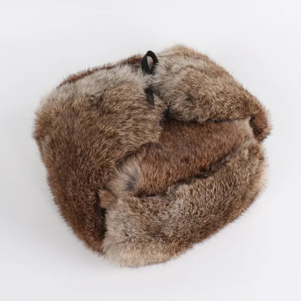 Men’s Russian Rabbit Fur Trapper Hat – Thick Winter Bomber Cap
