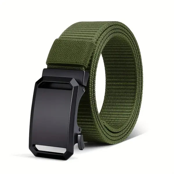 New Automatic Buckle Belt Canvas Tactical Workwear Casual Outdoor Military Training Pants Belt For Men - green / 120cm