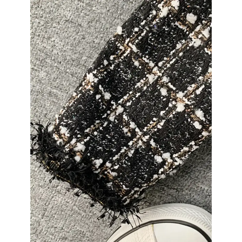 New Autumn Winter Vintage Tweed Jacket Coat Women Small Fragrance Patchwork Korean Woollen Cropped Coats Elegant Short