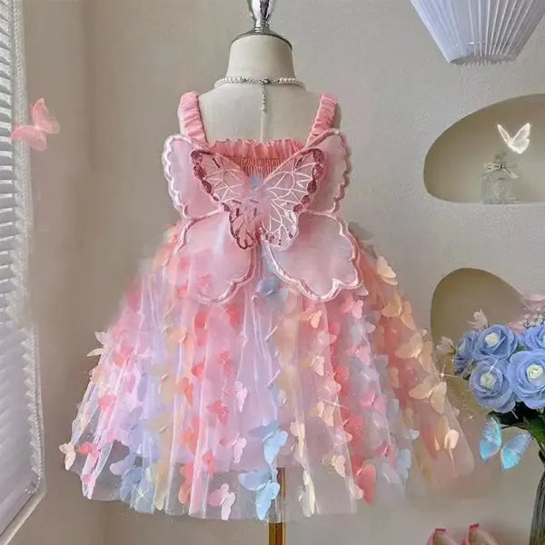 Baby Girls Birthday Party Dress – Summer Butterfly Wings Toddler Costume
