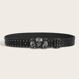 New Belts For Women High Quality Luxury Brand Punk Goth Rivet Black Jeans Unisex Men Belt Paw Skull Buckle Waistband