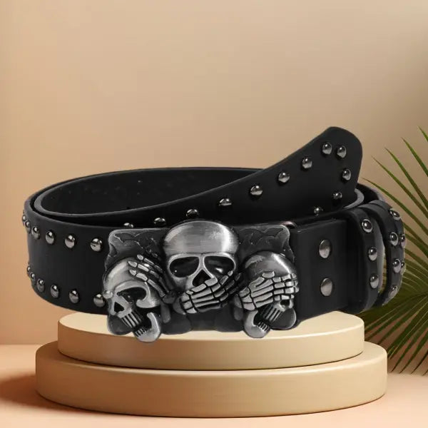 New Belts For Women High Quality Luxury Brand Punk Goth Rivet Black Jeans Unisex Men Belt Paw Skull Buckle Waistband