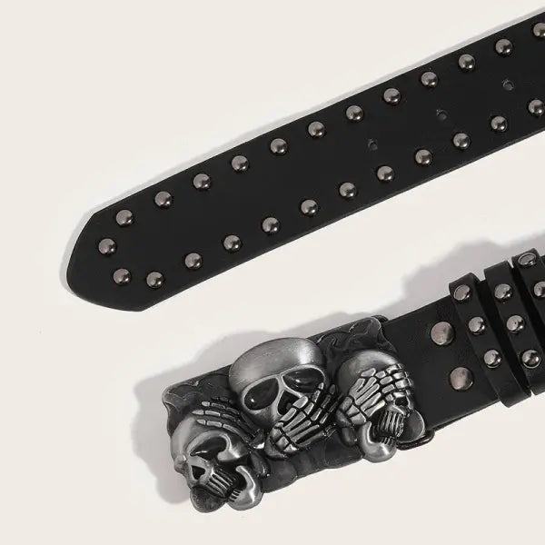 New Belts For Women High Quality Luxury Brand Punk Goth Rivet Black Jeans Unisex Men Belt Paw Skull Buckle Waistband
