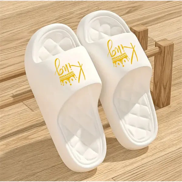 Tikp Choice Autumn Shoes Type EVA Soft Lightweight Slippers - White-Gold / 42-43